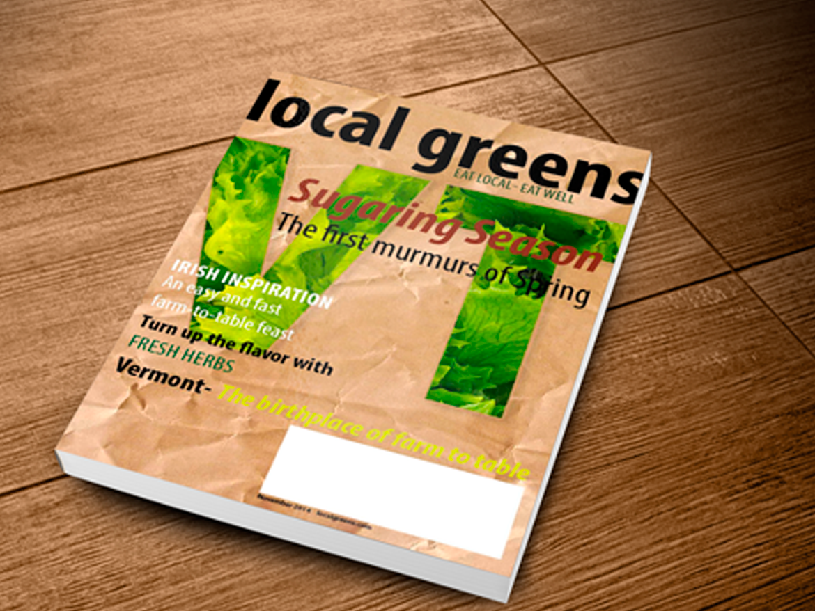 The cover of local greens, a magazine focusing on farm-to-table living.